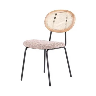 Nordic Accent Vintage Metalowa rama Drewniane okrągłe krzesło z rattanu