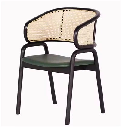 Krzesła restauracyjne ze skóry i rattanu z litego drewna z litego drewna